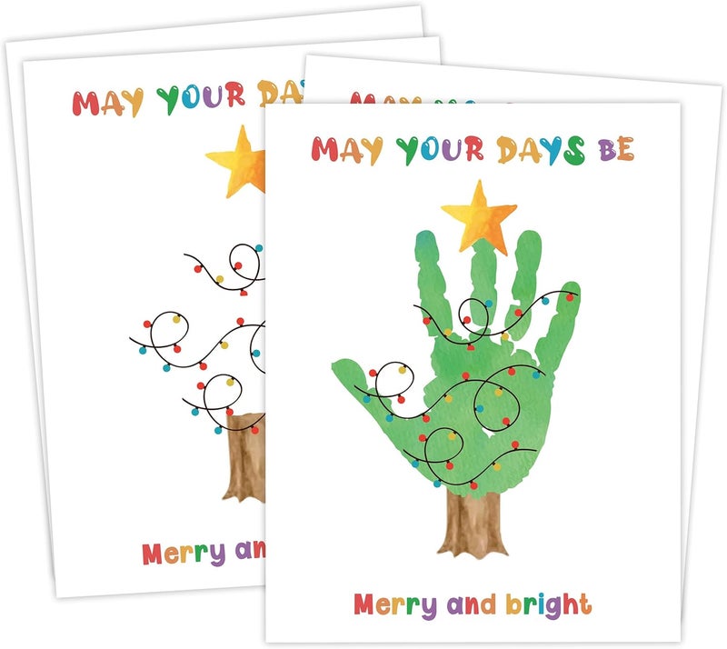 QOFO 10 Pcs Christmas Handprint Art Craft Bundle, 8.5x11 Inch Handprint Keepsake Kit for Family and Classroom, Memory Keepsake Crafts Activities, Christmas Home Decor, Winter Party Favors for Family-1 - Image 1